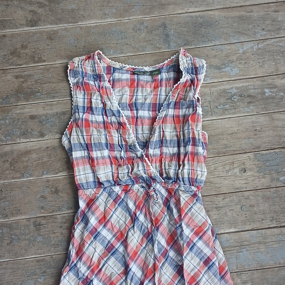 GUC Eddie Bauer Plaid Summer Sleeveless Dress Size 10 - Picture 2 of 5